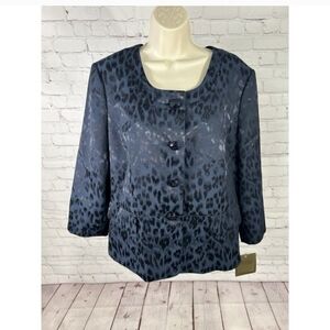 KASPER Midnight Blue 4 Jewel Button Blazer Jacket Women’s Size 18. Worn Twice.